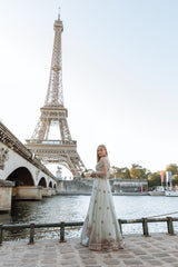 Aqua Blue Crystals Embroidered Jacket Set