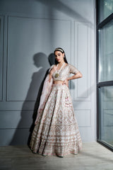 Ivory & Blush pink floral lehenga set