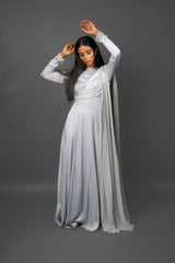 Ash Grey Anarkali with attached dupatta