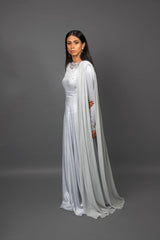 Ash Grey Anarkali with attached dupatta