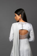 Ash Grey Anarkali with attached dupatta