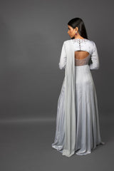Ash Grey Anarkali with attached dupatta