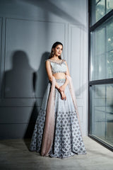 Steel grey crystals lehenga set