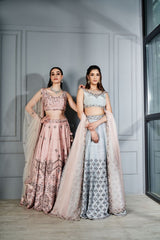 Steel grey crystals lehenga set