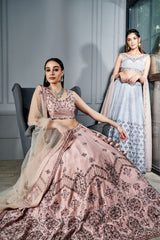 Steel grey crystals lehenga set
