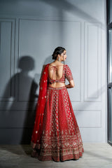 Red Zardozi lehenga set