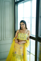 sunshine yellow honeycomb lehenga set