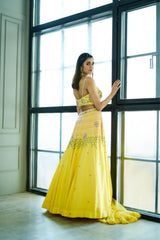 sunshine yellow honeycomb lehenga set