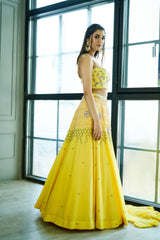 sunshine yellow honeycomb lehenga set