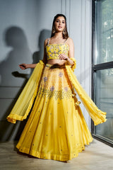 sunshine yellow honeycomb lehenga set