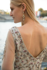 Aqua Blue Crystals Embroidered Jacket Set