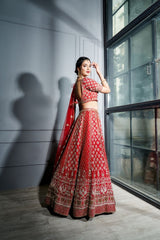Red Zardozi lehenga set