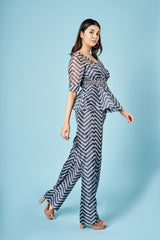 Ash grey chevron peplum set