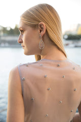 Steel grey crystals palazzo pants set