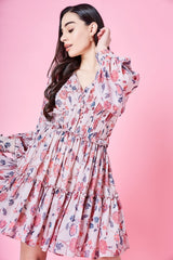 Beige & cherry red short dress