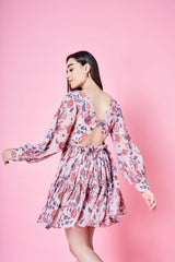 Beige & cherry red short dress