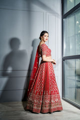 Red Zardozi lehenga set