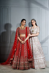 Red Zardozi lehenga set