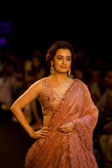 Ash rose 3D embroidered Lehenga set