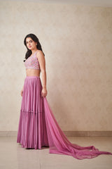 Lavender tiered skirt set