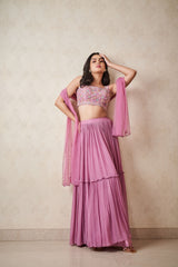 Lavender tiered skirt set