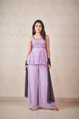 Lavender and Ash grey peplum set