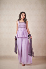 Lavender and Ash grey peplum set