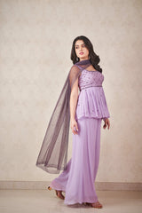 Lavender and Ash grey peplum set