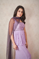 Lavender and Ash grey peplum set