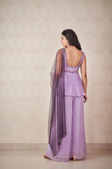 Lavender and Ash grey peplum set