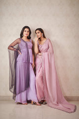 Lavender and Ash grey peplum set