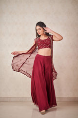 Maroon Jacket and Palazzo set