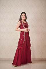 Maroon Jacket and Palazzo set