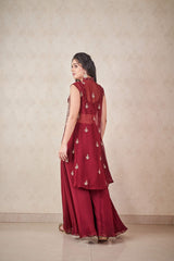 Maroon Jacket and Palazzo set