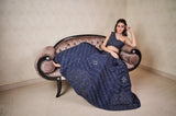Navy blue one shoulder lehenga