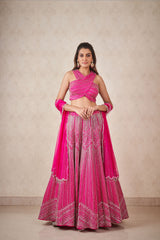 Hot pink Geometric Lehenga