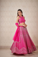 Hot pink Geometric Lehenga