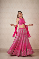 Hot pink Geometric Lehenga