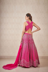 Hot pink Geometric Lehenga