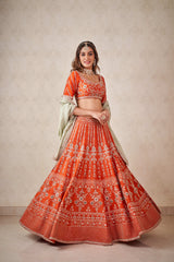 Rust Zardosi Lehenga