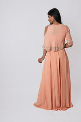 Peach Box Pleated Palazzo Pant and Top set