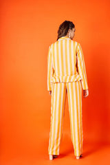 Cyber yellow stripes pant & jacket set