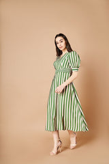 Forest green stripe dress