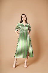 Forest green stripe dress