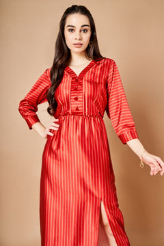 Vermillion red slit dress