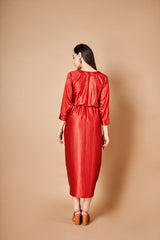 Vermillion red slit dress